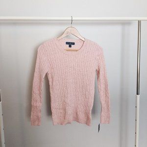 Karen Scott Pink Speckled Cable Knit Sweater